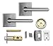 Berlin Modisch Passage Lever Door Handle Slim Square Non-Locking Lever Set [for Hallway or Closet Doors] Reversible for Right & Left Sided Doors Heavy Duty - Satin Nickel Finish