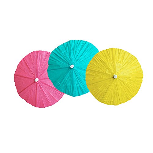 Bilipala Paper Umbrellas Cocktail Parasol Picks Beach Party Fruit Cake Cupcake Decorations Toppers Picks Party Supplies,18 Counts