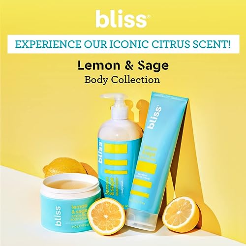 Bliss Lemon & Sage Trio: Soapy Suds Body Wash, Exfoliating Body Scrub & Lemon & Sage Body Butter – Hydrating & Nourishing for Soft, Radiant Skin