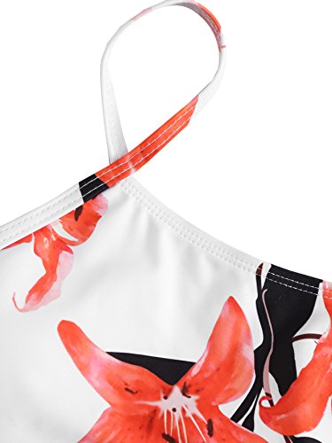 SOLYHUX Women's Floral Crop Top High Waist Padding 2PCS Bikini Set Swimsuit Multicolor L - Thumbnail 3