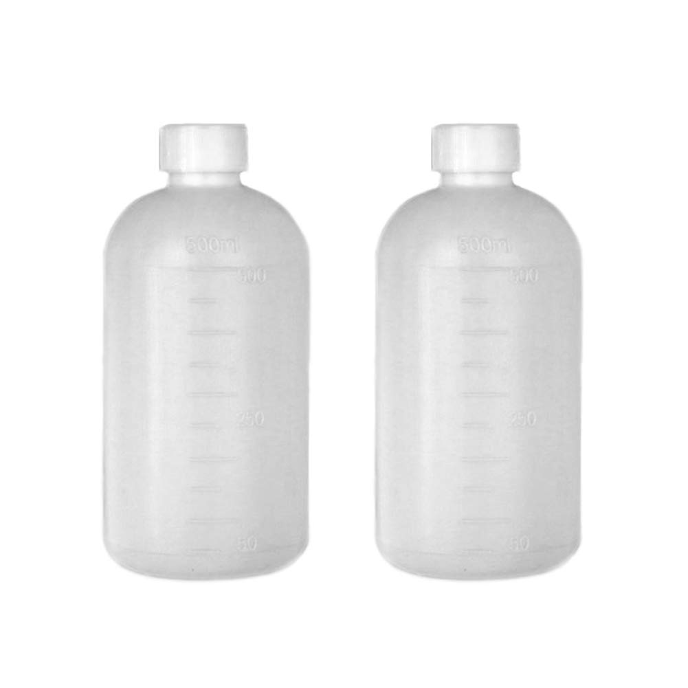 2PCS 500ml/17oz Small Mouth Graduated Lab Chemical Reagent Bottle with Inner Plug - Leak-Proof Laboratory Sample Container for Liquid Storage, Boston Round Jar