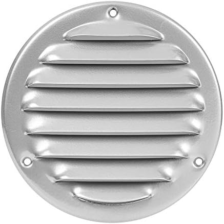 Registers, Grilles & Vents - Vent Cover - Round Soffit Vent - Air Vent Louver - Grille Cover - Built-in Fly Screen Mesh - HVAC Ventilation (4'' Inch, Metal - Grey)