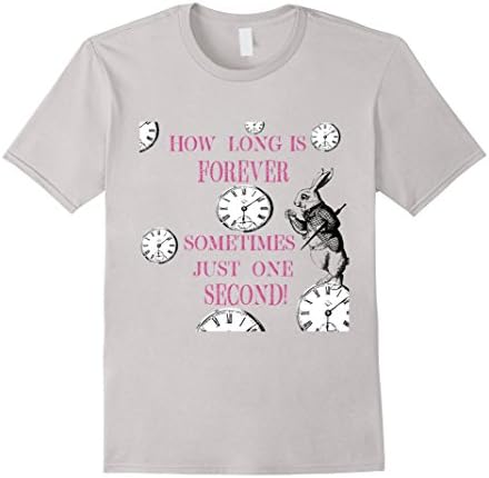 Men's Alice in Wonderland White Rabbit T-shirt how long is forever Medium Silver
