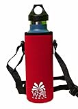 Insulated Water Bottle Carrier for Hydro Flask, Klean Kanteen - Neoprene Holder Case with Adjustable Shoulder Strap - fits 18oz, 21oz, 32oz, 40oz bottles