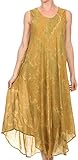 Sakkas 16801 - Laeila Tie Dye Washed Tall Long Sleeveless Tank Top Caftan Dress/Cover up - Olive - OS