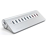 Satechi 10 Port USB 3.0 Premium Aluminum Hub with 7 Data Ports and 3 Charging Ports (White Trim)