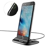 iphone Charging Station, Hizek 2.4A Max Lightning Charging Dock Charger Stand Cradle Smartphone Holder for iPhone 7/7Plus/6s/6sPlus/6/SE(Black)
