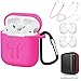 amasing AirPods Case 7 in 1 for Airpods 1&2 Accessories Kits Protective Silicone Cover for Airpod Gen1 2 (Front Led Visible) with 2 Ear Hook /2 Staps/1 Clips Tips Grips/1 Zipper Box Rose Red Rose red