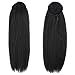 22 Inch High Puff kinky Afro Ponytails for Thick Hair Extensions Ponytail Synthetic Magic Paste Afro Puff Clip in Wrap On Around Black Hairpiece Ponytail for Women Jet Black (Drawstring Ponytail 1B)