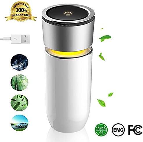 Portable Car Air Purifier Filtration With True HEPA Filter,Captures Allergens, Smoke, Odors, Mold, Dust, Germs, Pets,Night Light,Quiet,Perfect for Car Desktop Office Home