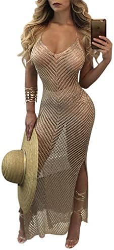 EXNY Women's Long Split Beachwear Bikini Cover-up Swimsuit Nightclub Dress 2017