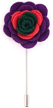 Cotton Flower Tri-color Cotton Flower Lapel Pin Green Pink and Purple