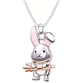 Caiyao Cute Rabbit Pendant Necklace Earrings Animal Bunny Necklace Jewelry for Women Easter Birthday Gifts