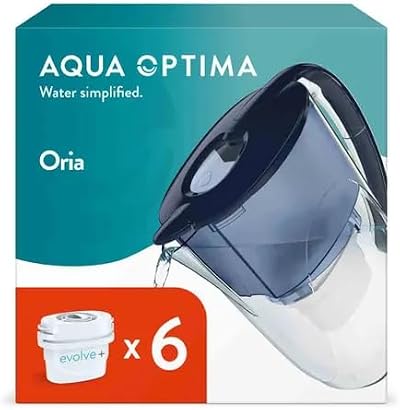 Aqua Optima Oria Water Filter Jug 2.8L with Evolve+ 6 Filters Blue