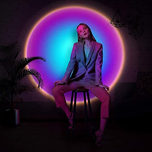 Sunset Lamp Projection Night Light Projector, 360 Degree Rotation Rainbow 10W Led Light, Dimmable 10 Adjustable Brightness Floor Sunset Lamp, USB Port Romantic Gift for Living Room Party Bedroom Decor