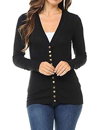 ClothingAve. Cárdigan con botones a presión para mujer con detalle acanalado.