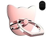 AIQAA Phone Ring Cell Phone Stand Grip Car Mount Holder All Metal Material for All Phones (Cat Rose Gold)