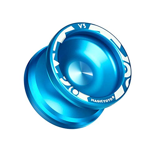 YOSTAR Yoyos for Kids, High Performance MAGICYOYO V3 Alloy Aluminum Metal Yoyo Responsive Blue Yoyo with Extra 5 Strings, Yoyo Glove, Holster