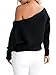 Simplee Women's Casual Off Shoulder Bat Long Sleeve Pullover Knitted Sweater Jumper