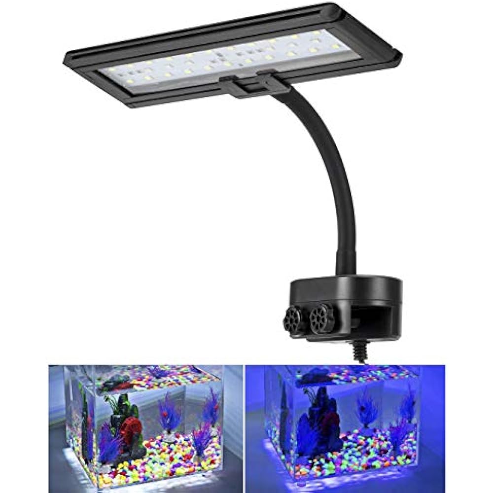 Blue Aquarium Lights White LED Clip On Fish Tank Lamp Lighting For