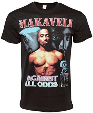 FLEA ALLEY Mens Vintage Hip Hop Printed T-Shirts Tupac Makaveli(XL, Black)