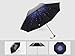 gusuqing Cute Travel Umbrella Manually Foldable Rain Windproof Anti-UV Flower Umbrella for Easy Carrying Star Sky