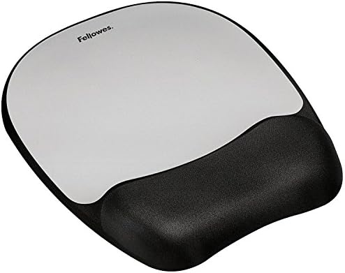 Fellowes Memory foam Mouse Pad/Wrist Rest- Silver Streak (9175801)