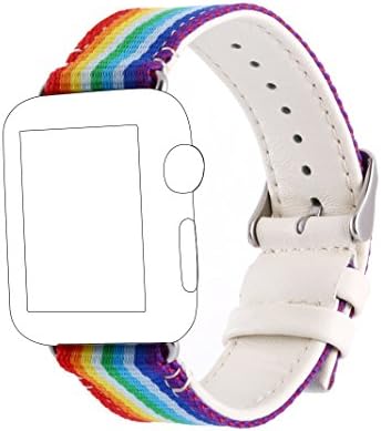HappyJacky Apple Watch Band Series 2/Series 1 38MM, iWatch Leather &amp; Nylon Wristband with Metal Clasp Replacement Classic Buckle Watch Bracelet Straps for Apple Watch Sport/Edition All Models (38mm)