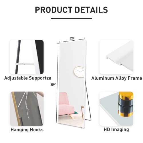 Brisafe Full Length Floor Shatterproof Mirror, 59" × 20", Large Soft