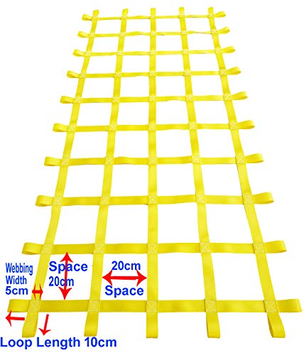 FONG 8 ft X 4 ft Climbing Cargo Net Yellow- Swing Set Accessories - Indoor Climbing net - Outdoor Playground Swing, Belt Swing, Playground Hanging Step Ladder