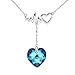 EleQueen 925 Sterling Silver Dangling Love Heart of Ocean Lightning Bolt Bridal Pendant Necklace Made with Austrian Crystals for Women, Valentine's Day/Mother's Day/Christmas Jewelry Gift for Wife/Mom