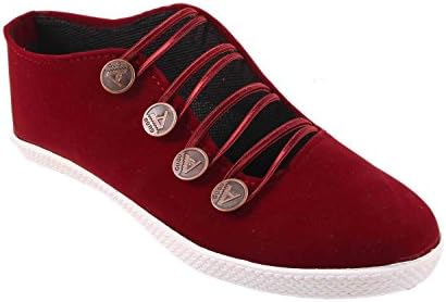 Red Choice Collection Women's Front Button Design Royal Cherry Casual Patywear Shoe