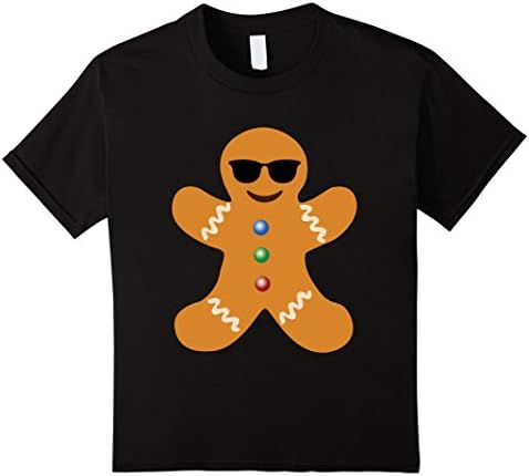 Kids Gingerbread Man Emoji T-Shirt Cool Shades Shirt 8 Black