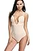LAZAWG Women U Plunge Molded Cup Body Suit Backless V Bra Shapewear Body Brief,Apricot,L(fit for 38C,36D,36DD)
