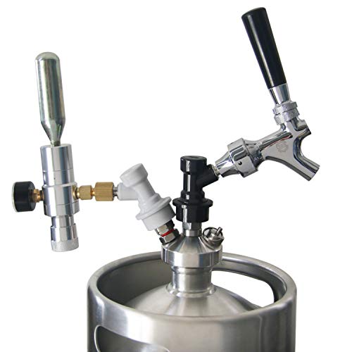 Beer Keg Charger CO2 Dispenser - Includes Keg Regulator 0-30 PSI, 3/8" Thread Adapter, Gas Ball Lock Quick Disconnect for Homebrewing