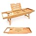 Bathtub Caddy and Bed Tray Combo - Premium Bamboo Wood with 2 Lavender Bath Bombs - Folding Legs/Fully Adjustable - Mold Resistant - Phone Tablet and Wine Holders for The Finest Home Spa Experience
