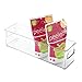 mDesign Plastic Food Storage Container Bin with Handles - for Kitchen, Pantry, Cabinet, Fridge/Freezer - Narrow Organizer for Snacks, Produce, Vegetables, Pasta - BPA Free, Food Safe - 4 Pack, Clear