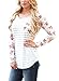 JomeDesign Womens Casual Floral Print Long Sleeve Striped Shirt Blouse Tops (S-XXL)