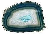 LARGE TEAL BLUE AGATE SLAB 4-5 INCH Geode Slice with Stand Crystal Mineral Gemstone Rock Gem