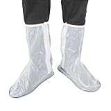 Rubber Zippered Water Resistant Rain Shoes Cover Pair White