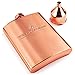 Copper Flask for Liquor for Men: 8oz Flask + Funnel + Pouch + Deluxe Gift Box Set. Copper Gifts for 7th Anniversary for Him. Men's Hip Flask. Engraved WellDeserved