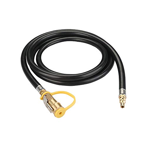 KIBOW 10Ft Low Pressure Propane Quick-Connect Hose- 1/4” Safety Shutoff Valve & Male Full Flow Plug for RVs