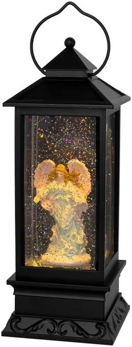 Snow Globes - POPONINE Christmas Snow Globe Lantern, with Music and 6 Hour Timer, USB and Battery Powered Swirling Singing Christmas Carols, Sparkling Indoor Christmas Decorations Angel