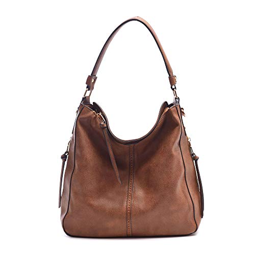 DDDH New Vintage Hobo Handbags Shoulder Bags Durable Leather Tote Messenger Bags Bucket Bag For Women/Ladies/Girls(Brown)