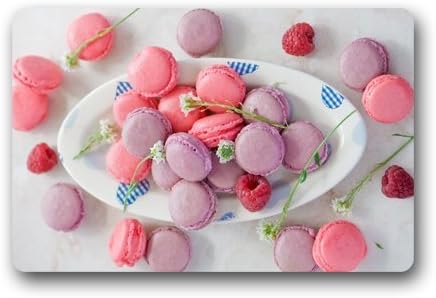 Yaneocm Colorful French Macarons Dessert Cookies Pattern Non-slip mats doormat