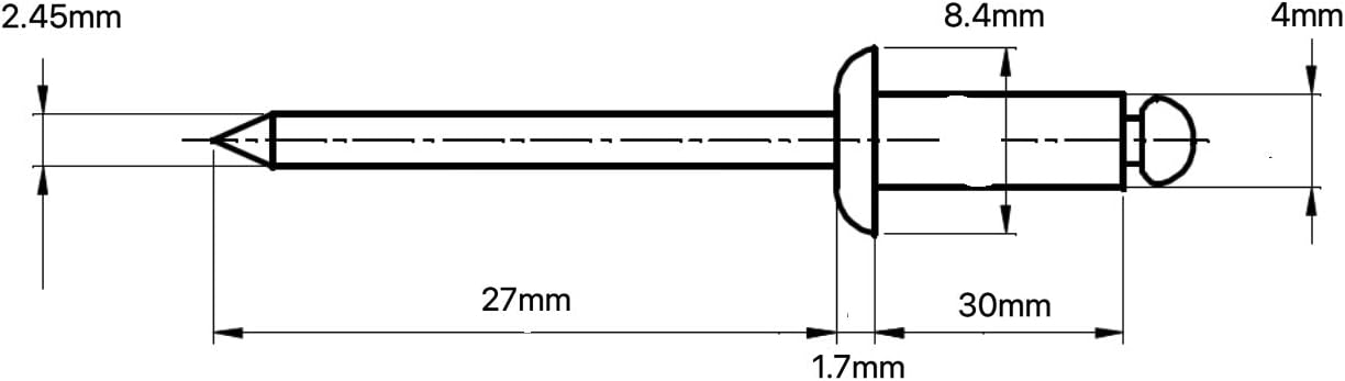 4mm x 30mm Blind Pop Rivet Dome Head Aluminium/Steel Shaft (Pack of 20) E07-08BC - Image 3