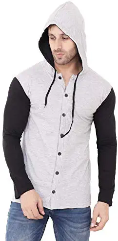 Blisstone Men's Cotton Hooded T-Shirt (Multicolour, XL)