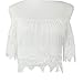 Toraway Blouses, Women Boho Sexy Lace Off Shoulder Crop Shirt Tops (Small) White