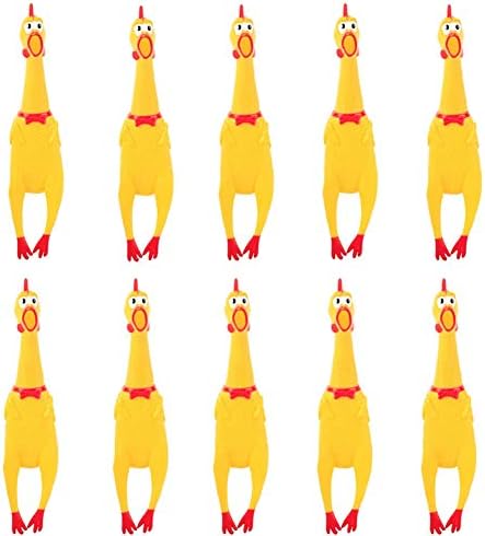 HUAYUARTS 10 PCS Screaming Chicken Toy,7" Rubber Chicken Noisemakers Shrilling Shrieking Squawking Rubber Chicken Squeaky Toy Wacky Fun Chicken Novelty Vent Toys Travel Christmas Birthday Gifts