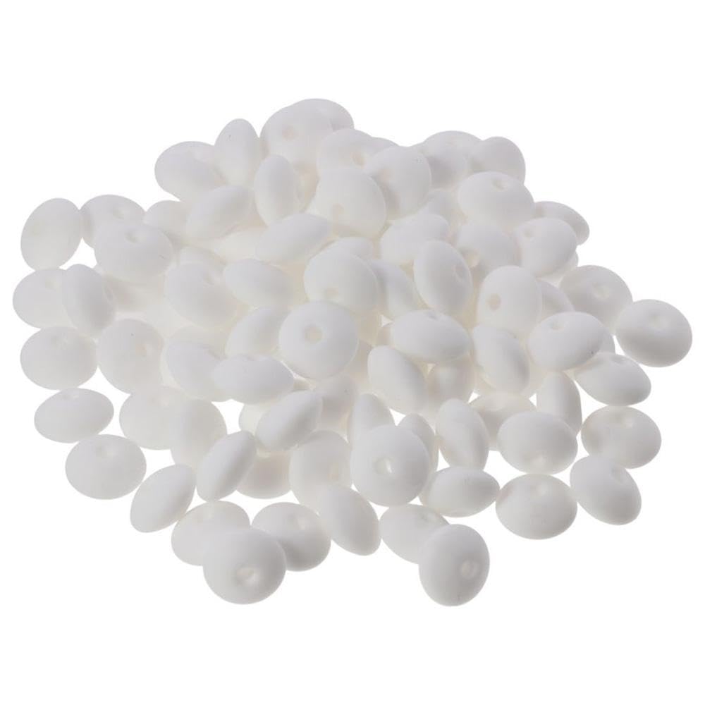 YYlingx 100Pcs Silicone Lentil Beads 12mm Loose Spacer Beads for Jewelry Making Accessory DIY Crafts(White)
